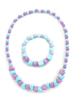 EL REGALO - Necklace and Bracelet Combo for Kids Girls Purple and Blue (Set of 2)